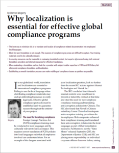 Why localization is essential for effective global compliance programs – Compliance & Ethics Professional, September 2016